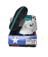 NOS Vtg 90s Converse Leather Mid Basketball Sneakers Shoes White Teal Ch... - €34,31 EUR