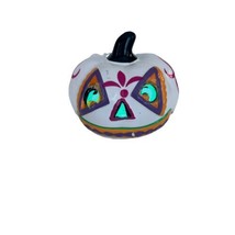 Day of the Dead Halloween Pumpkin white multicolor lighted 3x3x3in Table Decor - £13.50 GBP