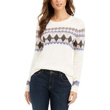 Charter Club Womens XXL Vanilla Bean Combo Fair Isle Crew Neck Sweater NWT AC32 - £21.14 GBP