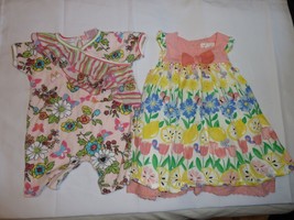 Baby Girl Spring Summer Clothes Outfit Dress Romper Lot Nay Pumpkin Patch 6-12 - £15.56 GBP