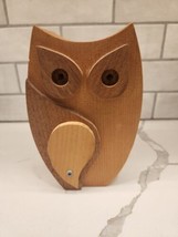 Vintage Handmade Wood Owl Piggy Coin Bank With Moveable Wing To Remove The Money - $24.00