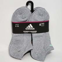 Adidas Women&#39;s Cushioned No Show Socks 6 Pairs Size 5-10 Gray Compressio... - £16.54 GBP