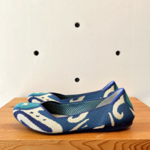10 - Rothy&#39;s Moroccan Blue Ikat Washable Knit Ballet Flats Shoes 0517JB - $92.00
