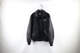 Vtg 90s Mens L Spell Out House of Blues Wool Leather Varsity Jacket Blac... - £116.06 GBP