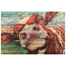 30 x 45 in. Curious Cow 1 Digital Print on Solid Wood Animal Wall Art - £136.78 GBP