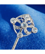 Earth mined Diamond Deco Pin 1920s Gatsby era Antique Platinum 14k gold ... - $1,676.73 CAD