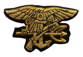 US NAVY SEAL HAND EMBROIDERED GOLD BULLION BADGE -  EXCELLENT QUALITY CP... - $19.95