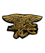 US NAVY SEAL HAND EMBROIDERED GOLD BULLION BADGE -  EXCELLENT QUALITY CP... - $19.95