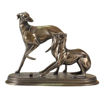 Greyhound Lovers Figurine Copper Resin Hunting Dog Sculpture Art - £162.06 GBP