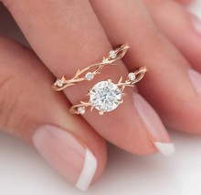 Twig Engagement Ring Set, 1ct Lab Diamond , Nature Ring Set,14K Rose Gold Plated - £99.68 GBP