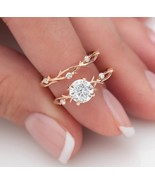 Twig Engagement Ring Set, 1ct Lab Diamond , Nature Ring Set,14K Rose Gol... - $125.00