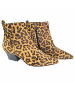Franco Sarto Luca Ankle Boots Tan Size 7 37 Leopard Print Zippers Chunky... - £46.72 GBP