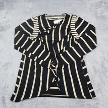 Pleione Sweater Womens Black Pinstripe Quarter Sleeve Open Front Casual Cardigan - £17.89 GBP