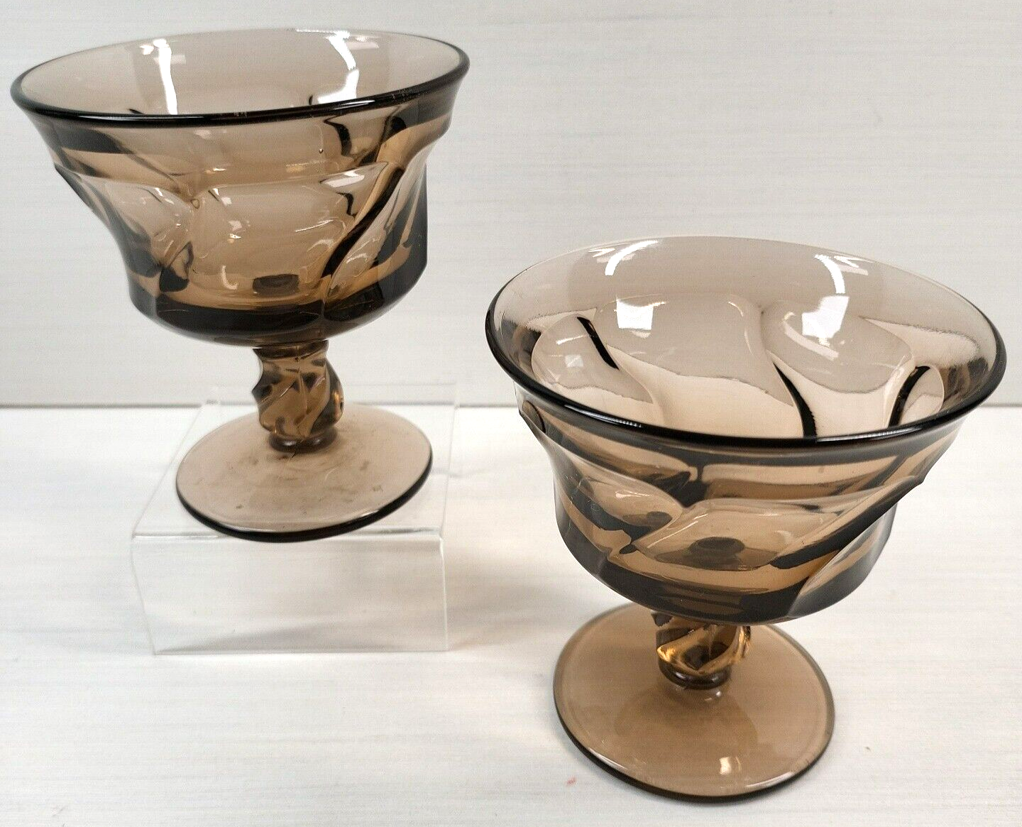2 Fostoria Jamestown Brown Champagne Tall Sherbet Set Vintage Stemware R... - $29.67