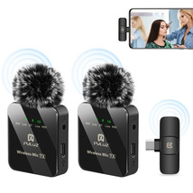 PULUZ Wireless Lavalier Dual Microphone Bluetooth Type-C Phone Receiver Black - £27.96 GBP