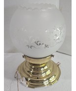 Vintage Brass &amp; Frosted Glass Shade Drop Pendant Ceiling Light Fixture - $28.71
