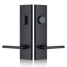 Double Door Handle set with Dummy Front Matte Black Entry Deadbolt Lock ... - $67.95