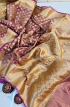 Rich Crushed Silk Zari Weave Saree: Exquisite Weaving Work, Perfect Festive Eleg - £67.50 GBP