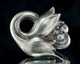 Georg Jensen Sterling Silver Tulip Brooch 100A Gorgeous Toning! - £280.35 GBP
