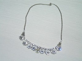 Vintage Classy Silvertone Chain with Clear Rhinestone Teardrop &amp; Paisley Link - £22.38 GBP
