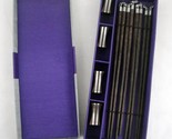 Elephant Chopsticks Set w/ Rests Shiny Silver Metal & Wood in Satin Covered Box - $70.43
