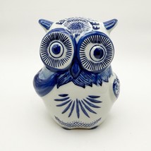 6.5” Tall Blue And White Ceramic Owl Statue Home Decor - €17,11 EUR