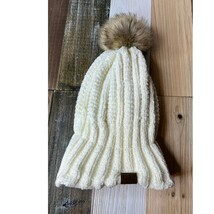 CC Hat Beanie Winter Snow Pom White Cream Ivory Chunkie Warm Stretch One... - $5.90