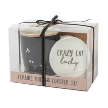 Crazy Cat Lady Mug and Coaster Set. GIFT H:12.00cm x W:16.00cm x D:9.70cm - £13.50 GBP