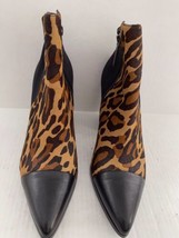 Donald J Pliner Vicson Calf Hair Pony Leopard Ankle Boots Booties Heel Size 10 - £140.80 GBP