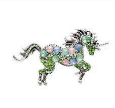 Stunning Vintage Look Silver plated Unicorn Horse Celebrity Brooch Broach Pin FG - £13.03 GBP
