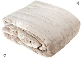 Heated Blanket King Size 90X100 Beige Dual Control Soft Fleece - £43.33 GBP