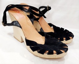 Michael Kors BLACK SUEDE Leather Heel Ankle Strap Buckle Platform 9.5 M ... - $34.99