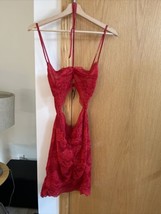 Victoria’s Secret Intimates Slip Dress Sleepwear  Size L Sheer Red Lace - £22.04 GBP