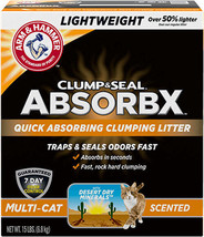 Arm &amp; Hammer Clump &amp; Seal AbsorbX Lightweight Multi-Cat Scented Litter 1ea/15 lb - £41.90 GBP