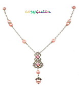 Wome  Rose Pink Pearl Swarovski Element Crystal Butterfly Pendant Chain ... - £7,830.60 GBP