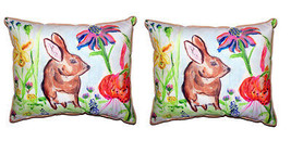 Pair of Betsy Drake Brown Rabbit Right Small Pillows 11X 14 - £55.38 GBP