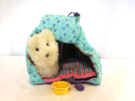 American Girl Doll Retired Coconut DOG HOUSE + cushion dishes reversable + Dog - £11.90 GBP