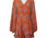 Classic Fashion Collection Orange Blue Floral Print Long Sleeve Romper M... - $29.91