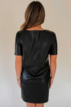 Black Faux Leather Loose T-shirt Dress - $13.97