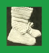 Infant&#39;s Knitted Booties 1. Vintage Crochet Pattern for Baby Shoes. PDF Download - £1.99 GBP