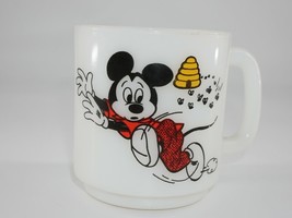 Mickey Mouse Club Beehive Bees Coffee Mug Milk Glass LIBBEY Walt Disney - £3.90 GBP
