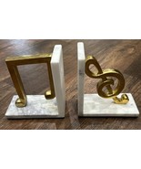 Decorative Bookends with Brass Tone Aluminum Sculpted Musical Notes On M... - $49.99