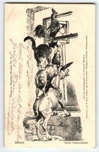 Animals Piggyback Postcard Horse Dog Cat Rooster By Window Bremen Humor Vintage - £13.03 GBP