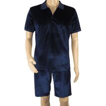 Men 2pc Stacy Adams leisure jogging suit Shorts Set Summer 3820 Navy Velvet image 2