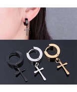 Stainless Steel Hoop Pierced Cross Earrings in 4 Styles - $186.86 MXN