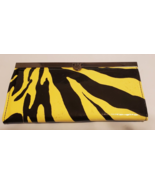 I Squared Tab Lock Long Wallet Yellow Zebra Print Rectangle CC Holder New - $13.54