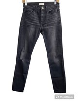 Crippen High Rise Slim Leg Jeans Black Wash Size 25 Distressed Knee - £13.97 GBP