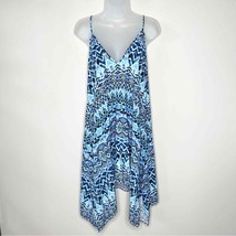 NWOT LA BLANCA blue ikat viscose flowy sun dress swim cover up size small/medium - £22.13 GBP