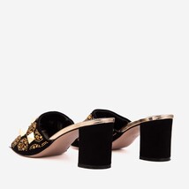 The Chantilly Black Glitter Leather Women Sandal image 6