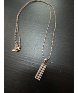 585 14K RG Stamped Vertical Crystal Bar Pendant 19” Necklace Clasp Chain - $911.17 MXN